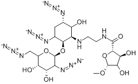 4,6-DIAZIDO-2,4,5,6-TETRADEOXY-3-O-(2,6-DIAZIDO-2,6-DIDEOXY-D-GLUCOPYRANOSYL)-2-[[2-[(1-O-METHYL-D-RIBOFURANURONOYL)AMINO]ETHYL]AMINO]-D-MYO-INOSITOL Structure