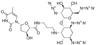 (2S,3S,5R)-N-(3-((1S,2S,3S,5R,6R)-3,5-DIAZIDO-2-((2S,3R,4R,5S,6R)-3-AZIDO-6-(AZIDOMETHYL)-4,5-DIHYDROXYTETRAHYDRO-2H-PYRAN-2-YLOXY)-6-HYDROXYCYCLOHEXYLAMINO)PROPYL)-3-HYDROXY-5-(5-METHYL-2,4-DIOXO-3,4-DIHYDROPYRIMIDIN-1(2H)-YL)TETRAHYDROFURAN-2-CARBOXAMIDE Structure