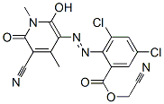 Benzoic  acid,  3,5-dichloro-2-[2-(5-cyano-1,6-dihydro-2-hydroxy-1,4-dimethyl-6-oxo-3-pyridinyl)diazenyl]-,  cyanomethyl  ester Structure