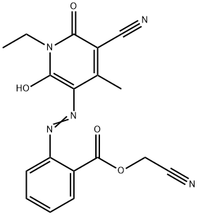 Benzoic  acid,  2-[2-(5-cyano-1-ethyl-1,6-dihydro-2-hydroxy-4-methyl-6-oxo-3-pyridinyl)diazenyl]-,  cyanomethyl  ester Structure
