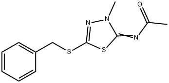 N-[3-methyl-5-[(phenylmethyl)thio]-1,3,4-thiadiazol-2(3H)-ylidene]acetamide Structure