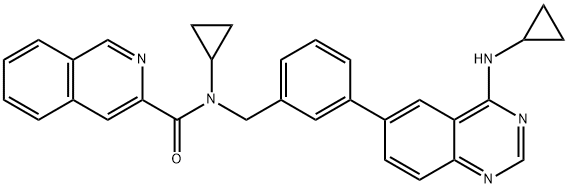 3-이소퀴놀린카르복스아미드,N-시클로프로필-N-[[3-[4-(시클로프로필아미노)-6-퀴나졸리닐]페닐]메틸]- 구조식 이미지