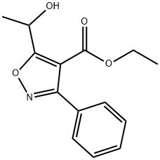 4-Isoxazolecarboxylicacid,5-(1-hydroxyethyl)-3-phenyl-,ethylester(9CI) Structure