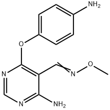 5-피리미딘카르복스알데히드,4-아미노-6-(4-아미노페녹시)-,O-메틸옥심 구조식 이미지