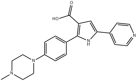 1H-Pyrrole-3-carboxylic  acid,  2-[4-(4-methyl-1-piperazinyl)phenyl]-5-(4-pyridinyl)- 구조식 이미지