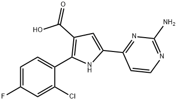 1H-Pyrrole-3-carboxylic  acid,  5-(2-amino-4-pyrimidinyl)-2-(2-chloro-4-fluorophenyl)- 구조식 이미지