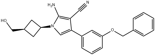 2-amino-4-(3-(benzyloxy)phenyl)-1-(3-(hydroxymethyl)cyclobutyl)-1H-pyrrole-3-carbonitrile Structure