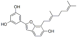 5-[7-[(E)-3,7-Dimethyl-2,6-octadienyl]-6-hydroxybenzofuran-2-yl]-1,3-benzenediol 구조식 이미지