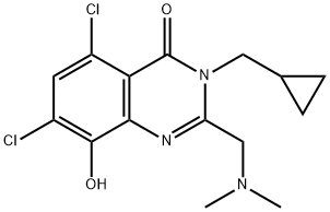4(3H)-Quinazolinone,  5,7-dichloro-3-(cyclopropylmethyl)-2-[(dimethylamino)methyl]-8-hydroxy- 구조식 이미지