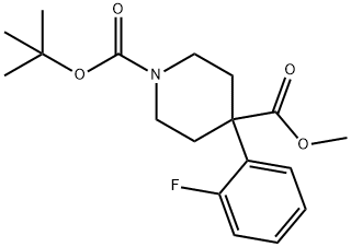 1-BOC-4-(2-플루오로페닐)-4-피페리딘디카르복실산메틸에스테르 구조식 이미지