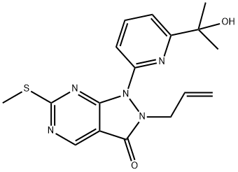 2-allyl-1-(6-(2-hydroxypropan-2-yl)pyridin-2-yl)-6-(Methylthio)-1H-pyrazolo[3,4-d]pyriMidin-3(2H)-one 구조식 이미지
