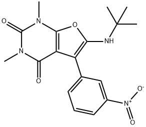 Furo[2,3-d]pyrimidine-2,4(1H,3H)-dione,  6-[(1,1-dimethylethyl)amino]-1,3-dimethyl-5-(3-nitrophenyl)- 구조식 이미지