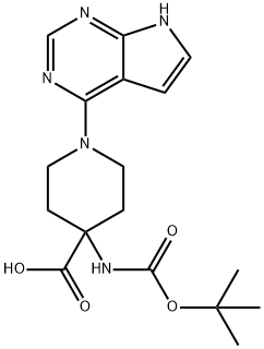 4-Piperidinecarboxylicacid,4-[[(1,1-diMethylethoxy)carbonyl]aMino]-1-(7H-pyrrolo[2,3-d]pyriMidin-4-yl)- Structure