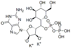 Guanosine 5'-(trihydrogen diphosphate), mono-alpha-d-mannopyranosyl ester, dipotassium salt Structure