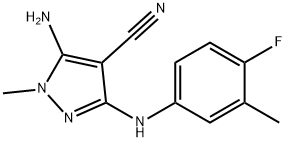 5-amino-3-(4-fluoro-3-methylanilino)-1-methyl-1H-pyrazole-4-carbonitrile Structure