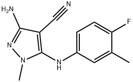 3-amino-5-(4-fluoro-3-methylanilino)-1-methyl-1H-pyrazole-4-carbonitrile Structure