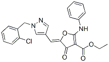 3-Furancarboxylic  acid,  5-[[1-[(2-chlorophenyl)methyl]-1H-pyrazol-4-yl]methylene]-4,5-dihydro-4-oxo-2-(phenylamino)-,  ethyl  ester,  (5Z)- 구조식 이미지