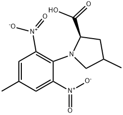 (2R)-4-methyl-1-(4-methyl-2,6-dinitrophenyl)tetrahydro-1H-pyrrole-2-carboxylic acid 구조식 이미지