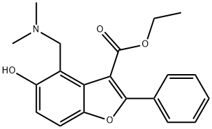 ETHYL 4-[(DIMETHYLAMINO)METHYL]-5-HYDROXY-2-PHENYL-1-BENZOFURAN-3-CARBOXYLATE HYDROCHLORIDE Structure