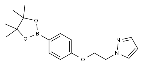1-(2-(4-(4,4,5,5-Tetramethyl-1,3,2-dioxaborolan-2-yl)phenoxy)ethyl)-1H-pyrazole 구조식 이미지