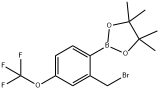 2-(2-(Bromomethyl)-4-(trifluoromethoxy)phenyl)-4,4,5,5-tetramethyl-1,3,2-dioxaborolane Structure