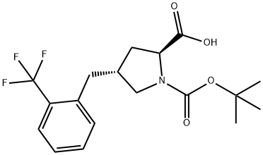 (2S,4R)-1-(tert-butoxycarbonyl)-4-(2-(trifluoroMethyl)benzyl)pyrrolidine-2-carboxylic acid 구조식 이미지