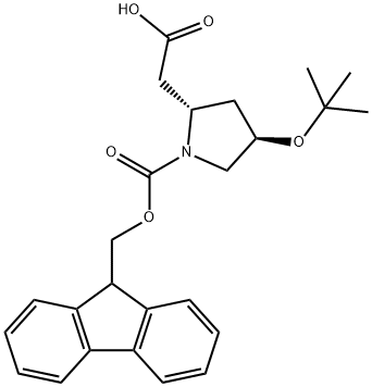 Fmoc-O-tert-butyl-L-β-homohydroxyproline 구조식 이미지
