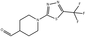 1-[5-(Trifluoromethyl)-1,3,4-thiadiazol-2-yl]piperidine-4-carbaldehyde, 95% 구조식 이미지