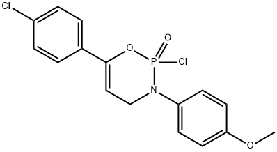 2-Chloro-6-(4-chlorophenyl)-3-(4-methoxyphenyl)-3,4-dihydro-2H-1,3,2-o xazaphosphinine 2-oxide 구조식 이미지