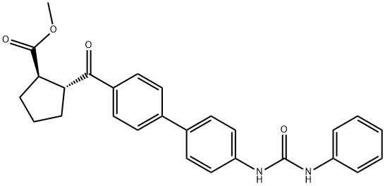 CYCLOPENTANECARBOXYLIC ACID, 2-[[4'-[[(PHENYLAMINO)CARBONYL]AMINO][1,1'-BIPHENYL]-4-YL]CARBONYL]-, METHYL ESTER, (1R,2R)- Structure