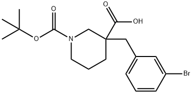 1-N-BOC-3-(3-BROMOBENZYL) PIPERIDINE-3-CARBOXYLIC ACID 구조식 이미지