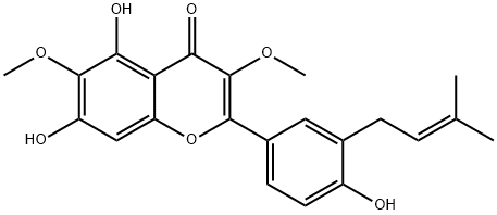 5,7,4'-Trihydroxy-3,6-diMethoxy-3'-prenylflavone 구조식 이미지