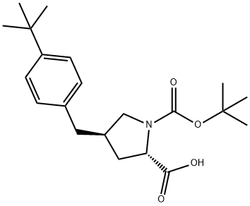 (2S,4R)-1-(tert-butoxycarbonyl)-4-(4-tert-butylbenzyl)pyrrolidine-2-carboxylic acid 구조식 이미지