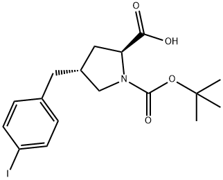 (2S,4R)-1-(tert-butoxycarbonyl)-4-(4-iodobenzyl)pyrrolidine-2-carboxylic acid 구조식 이미지