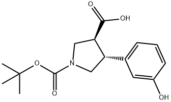 trans-1-Boc-4-(3-hydroxyphenyl)-pyrrolidine-3-carboxylic acid 구조식 이미지