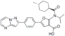 3-Furancarboxylic  acid,  2-[[(trans-4-methylcyclohexyl)carbonyl](1-methylethyl)amino]-5-(4-pyrazolo[1,5-a]pyrimidin-2-ylphenyl)- 구조식 이미지