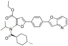 3-Furancarboxylic  acid,  5-(4-furo[3,2-b]pyridin-2-ylphenyl)-2-[[(trans-4-methylcyclohexyl)carbonyl](1-methylethyl)amino]-,  ethyl  ester 구조식 이미지
