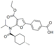 3-Furancarboxylic  acid,  5-(4-carboxyphenyl)-2-[[(trans-4-methylcyclohexyl)carbonyl](1-methylethyl)amino]-,  3-ethyl  ester Structure