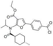 3-Furancarboxylic  acid,  5-[4-(chlorocarbonyl)phenyl]-2-[[(trans-4-methylcyclohexyl)carbonyl](1-methylethyl)amino]-,  ethyl  ester Structure