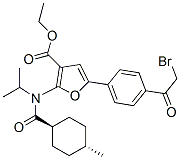 3-Furancarboxylic  acid,  5-[4-(2-bromoacetyl)phenyl]-2-[[(trans-4-methylcyclohexyl)carbonyl](1-methylethyl)amino]-,  ethyl  ester Structure