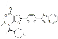 3-Furancarboxylic  acid,  5-(4-imidazo[1,2-a]pyridin-2-ylphenyl)-2-[[(trans-4-methylcyclohexyl)carbonyl](1-methylethyl)amino]-,  ethyl  ester Structure