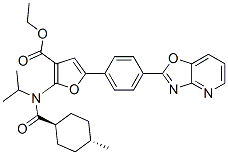 3-Furancarboxylic  acid,  2-[[(trans-4-methylcyclohexyl)carbonyl](1-methylethyl)amino]-5-(4-oxazolo[4,5-b]pyridin-2-ylphenyl)-,  ethyl  ester 구조식 이미지