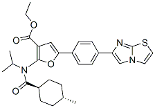 3-Furancarboxylic  acid,  5-(4-imidazo[2,1-b]thiazol-6-ylphenyl)-2-[[(trans-4-methylcyclohexyl)carbonyl](1-methylethyl)amino]-,  ethyl  ester Structure