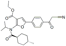 3-Furancarboxylic  acid,  5-[4-(2-cyanoacetyl)phenyl]-2-[[(trans-4-methylcyclohexyl)carbonyl](1-methylethyl)amino]-,  ethyl  ester 구조식 이미지