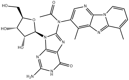 N-(guanosin-8-yl)-3-N-acetylamino-4,6-dimethyldipyrido(1,2-a-3',2'-d)imidazole Structure