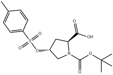 (2S,4R)-1-(tert-butoxycarbonyl)-4-(tosyloxy)pyrrolidine-2-carboxylic acid Structure