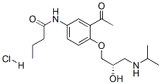 Butanamide, N-[3-acetyl-4-[2-hydroxy-3-[(1-methylethyl)amino]propoxy]phenyl]-, monohydrochloride, (S)- Structure