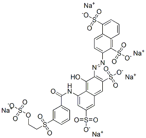 pentasodium 2-[[1-hydroxy-3,6-disulphonato-8-[[3-[[2-(sulphonatooxy)ethyl]sulphonyl]benzoyl]amino]-2-naphthyl]azo]naphthalene-1,5-disulphonate 구조식 이미지