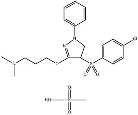 3-[[4-[(4-chlorophenyl)sulphonyl]-4,5-dihydro-1-phenyl-1H-pyrazol-3-yl]oxy]propyl(dimethyl)ammonium methanesulphonate  구조식 이미지