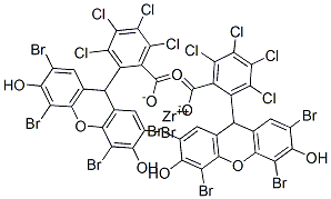 zirconium(2+) bis[2-(2,4,5,7-tetrabromo-3,6-dihydroxyxanthen-9-yl)-3,4,5,6-tetrachlorobenzoate] 구조식 이미지